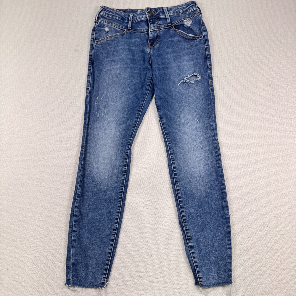 True Religion‎ Jeans Women 30 Halle High Rise Super Skinny Distressed Denim Blue